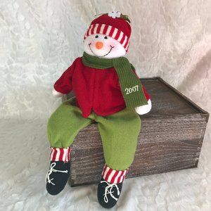 Retro 2007 shelf sitter snowman Bon Ton Tag